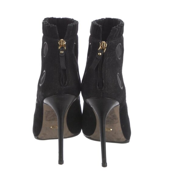 Auc SERGIO ROSSI Suede Mesh Accents Ankle/Sock Black Boots 6 - Picture 4 of 12